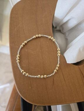 Enewton Gold and Silver Purpose 4mm Mixed Gold Beaded Stretch Bracelet